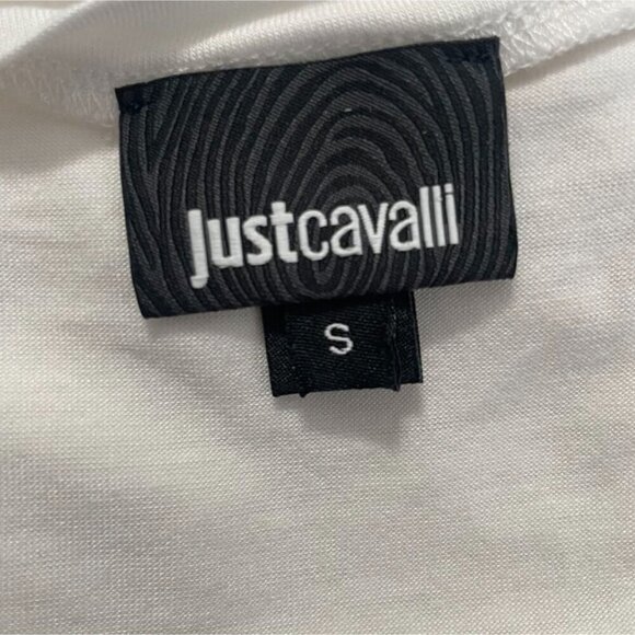 Just Cavalli Size Small  Top Blouse Short Sleeve Abstract Embellished - Picture 6 of 8